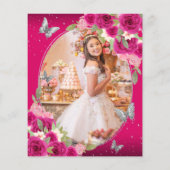 Bloemroze zilveren vlinder Quinceañera foto (Achterkant)
