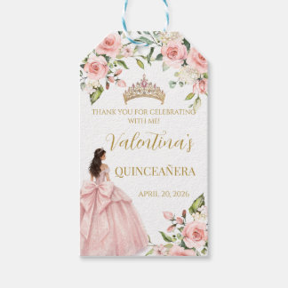Bloemrozen Blush Roze Quinceañera 15e verjaardag Cadeaulabel