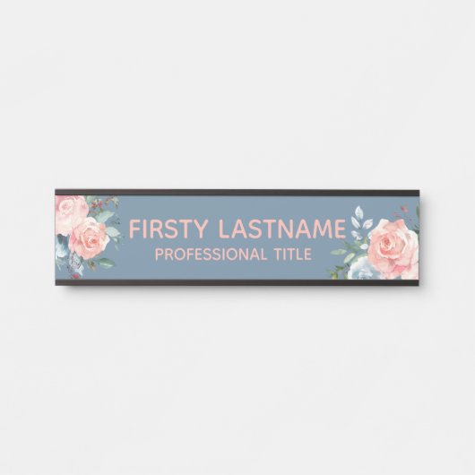 Bloemrozen Kantoor Deur Naambord Naamplaat (Voorkant)