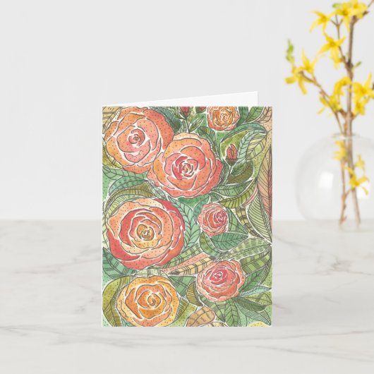 Bloemrozen Watercolor Blanco Kaart (Gele Bloem)