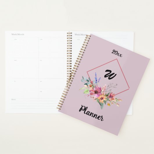 Bloemrozen waterverf typografie tekst planner (Display)
