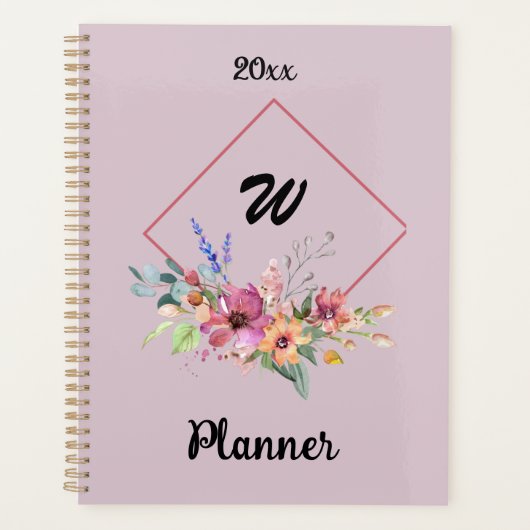 Bloemrozen waterverf typografie tekst planner (Voorkant)