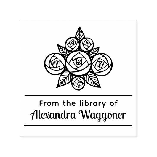 Bloemruis boeket 'Uit de bibliotheek van' Monogram Zelfinktende Stempel (Design)