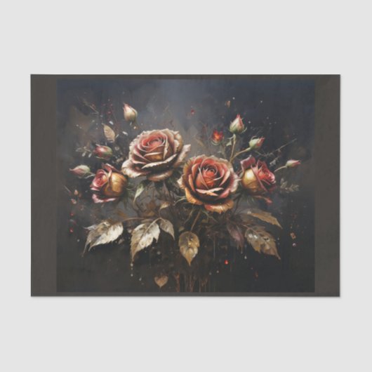 Bloemsamenstelling van de herfst rozen - tissuepapier (Voorkant)