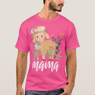 Bloemschaap mama Baby mama Dier Moederdag Zij T-shirt