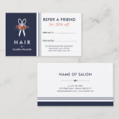 Bloemschaar Blauw Haar Stylist Referral Kaart (Voorkant / Achterkant)