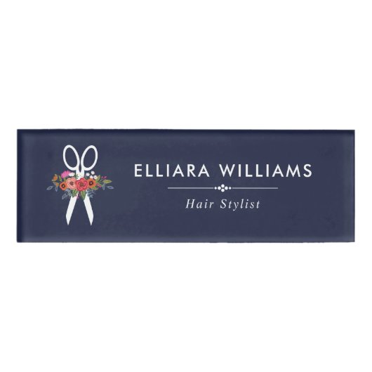 Bloemschaar - Navy Blue Hair Stylist Naambadge (Voorkant)