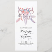 Bloemschedel Boho waterverf huwelijksprogramma's Programmakaart (Voorkant)