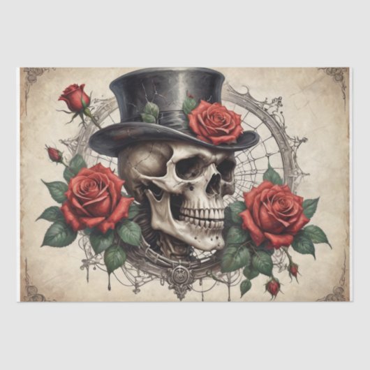 Bloemschedel donkere elegantie tissuepapier (Voorkant)