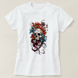 Bloemschedel en octopus t-shirt