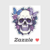 Bloemschedel en vlinder sticker (Vel)