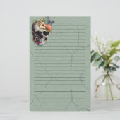 Bloemschedel gevoerd papier - Groen briefpapier (Staand voorkant)