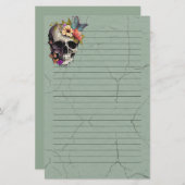 Bloemschedel gevoerd papier - Groen briefpapier (Voorkant / Achterkant)