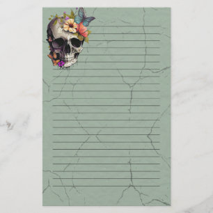 Bloemschedel gevoerd papier - Groen briefpapier