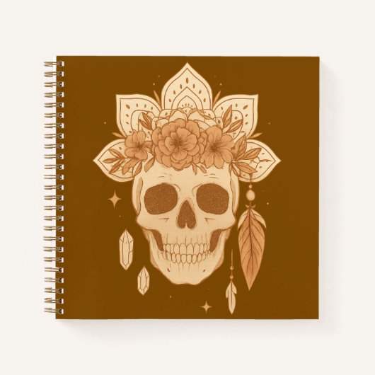 Bloemschedel Halloween Boho Notitieboek (Voorkant)