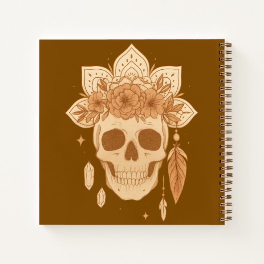 Bloemschedel Halloween Boho Notitieboek (Achterkant)