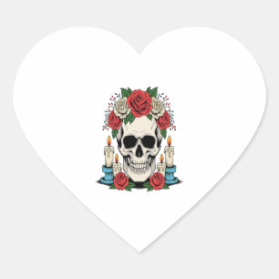 Bloemschedel met kaarsen Halloween Hart Sticker