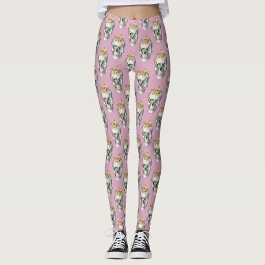 Bloemschedels - Stoffig Roos - Leggings (Voorkant)
