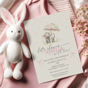 Bloemscherm Olifant Meisje Baby Shower Kaart