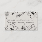 Bloemschets Beige Beige Handtekening botanisch Visitekaartje (Voorkant)