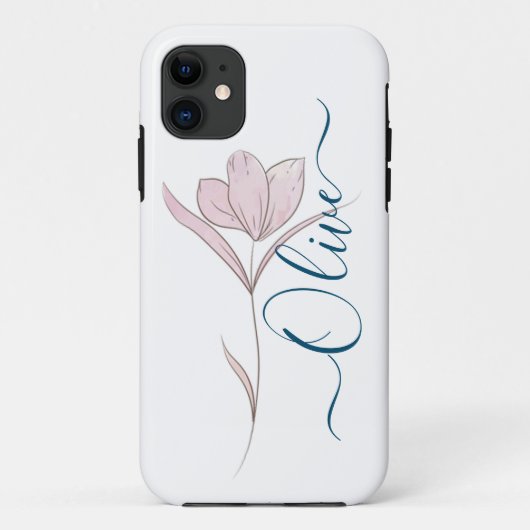 Bloemschets waterverf gepersonaliseerd Case-Mate iPhone case (Achterkant)