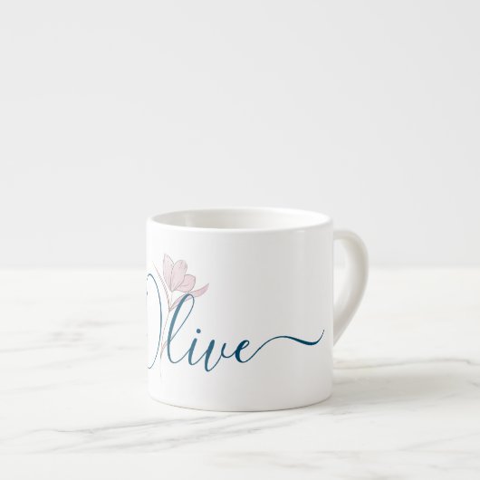 Bloemschets waterverf gepersonaliseerd espresso kop (Voorkant rechts)