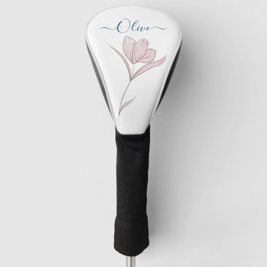 Bloemschets waterverf gepersonaliseerd golfheadcover (Voorkant)