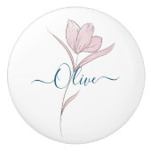 Bloemschets waterverf gepersonaliseerd keramische knop (Voorkant)