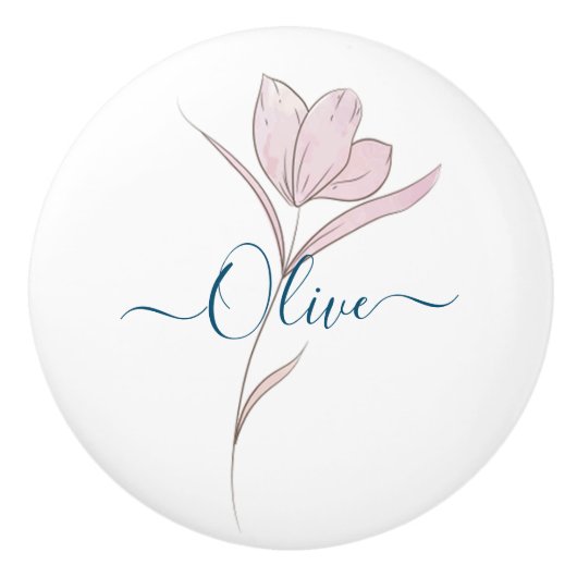 Bloemschets waterverf gepersonaliseerd keramische knop (Voorkant)