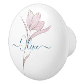 Bloemschets waterverf gepersonaliseerd keramische knop (Rechts)