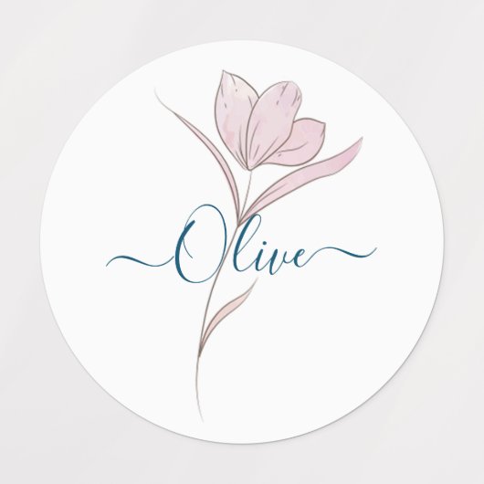 Bloemschets waterverf gepersonaliseerd labels (Design 2)