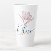 Bloemschets waterverf gepersonaliseerd latte mok (Voorkant)