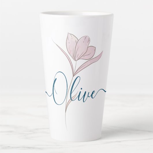 Bloemschets waterverf gepersonaliseerd latte mok (Voorkant)