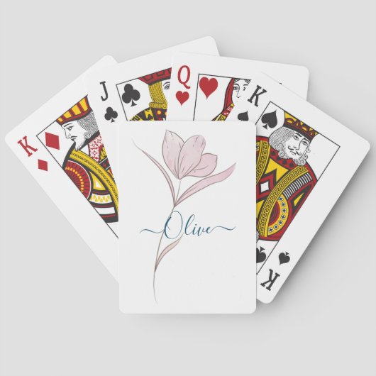 Bloemschets waterverf gepersonaliseerd pokerkaarten (Achterkant)