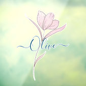 Bloemschets waterverf gepersonaliseerd raamsticker (Vel 3)