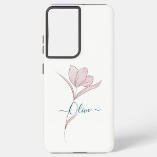 Bloemschets waterverf gepersonaliseerd samsung galaxy hoesje