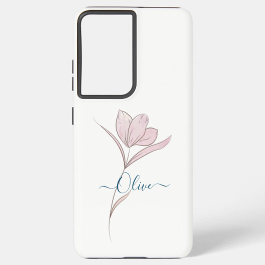 Bloemschets waterverf gepersonaliseerd samsung galaxy hoesje (Achterkant)