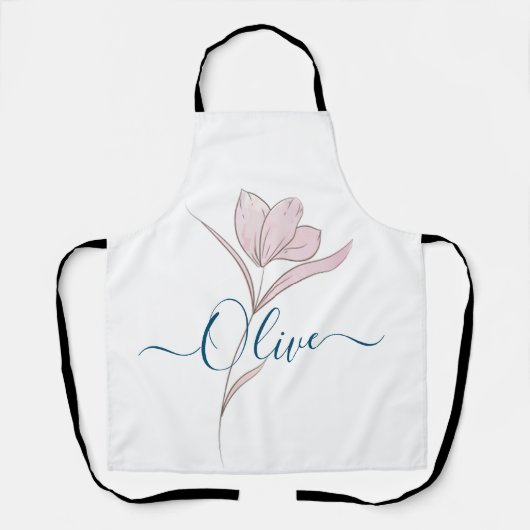 Bloemschets waterverf gepersonaliseerd schort (Voorkant)