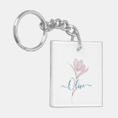Bloemschets waterverf gepersonaliseerd sleutelhanger (Voorkant Links)