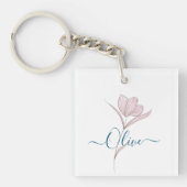 Bloemschets waterverf gepersonaliseerd sleutelhanger (Voorkant)