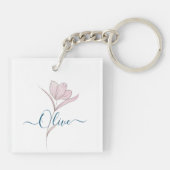Bloemschets waterverf gepersonaliseerd sleutelhanger (Achterkant)