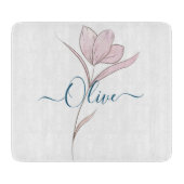 Bloemschets waterverf gepersonaliseerd snijplank (Voorkant)