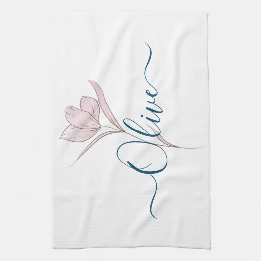 Bloemschets waterverf gepersonaliseerd theedoek (Verticaal)