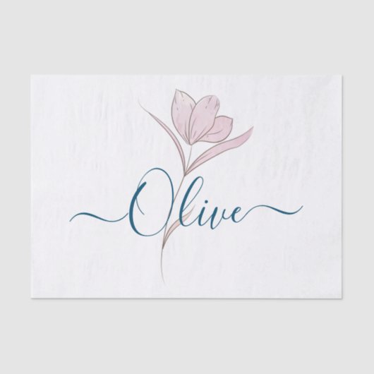 Bloemschets waterverf gepersonaliseerd tissuepapier (Voorkant)