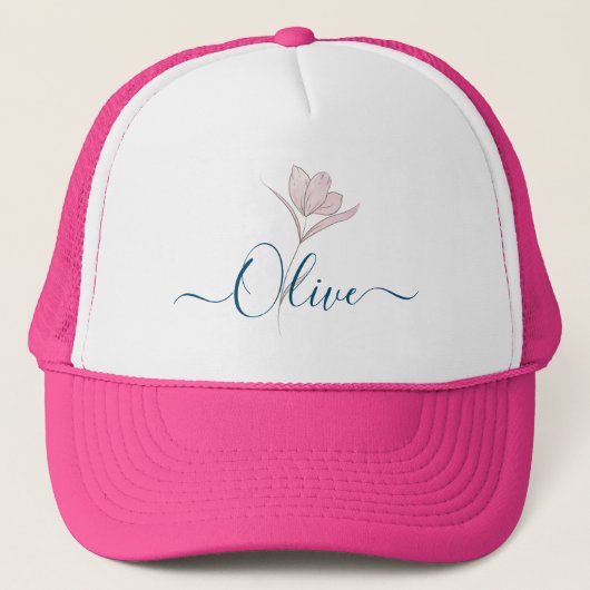 Bloemschets waterverf gepersonaliseerd trucker pet (Voorkant)