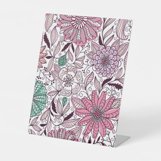 bloemschikken patronen reclamebord met voetstuk (Voorkant)