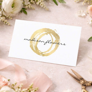 Bloemschikker Bedrijfskaart Gouden Logo Cirkel Visitekaartje