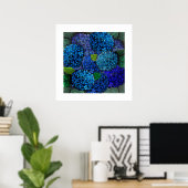 Bloemschikking Blauwe Hortensia Bloem Poster (Thuiskantoor)