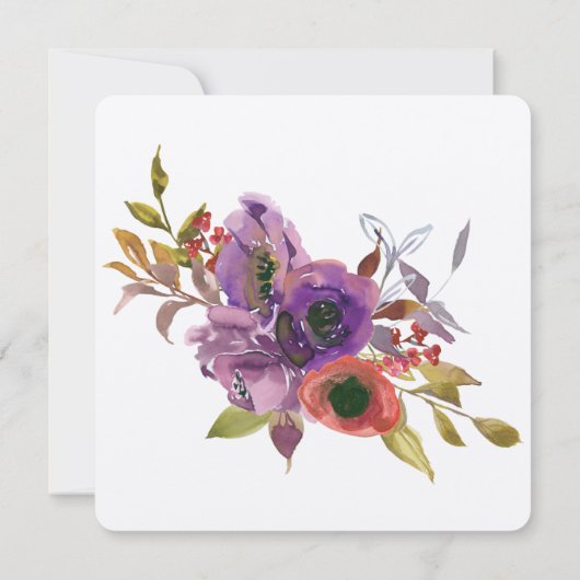 Bloemschikking Watercolor Bruiloft Kaart (Achterkant)