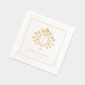 Bloemschild kam monogram, grens bruiloft goud folie servetten (Links)